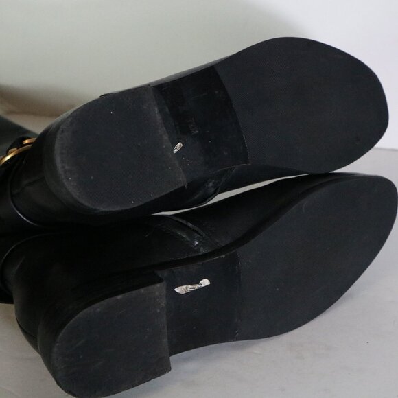 Tory Burch Marsden Over the Knee Boots Womens 7.5 Black Suede Leather Two Tone - Picture 10 of 11